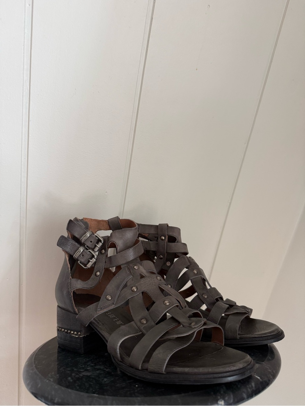 A.S.98 Maeve Gladiator Studded Block Heel